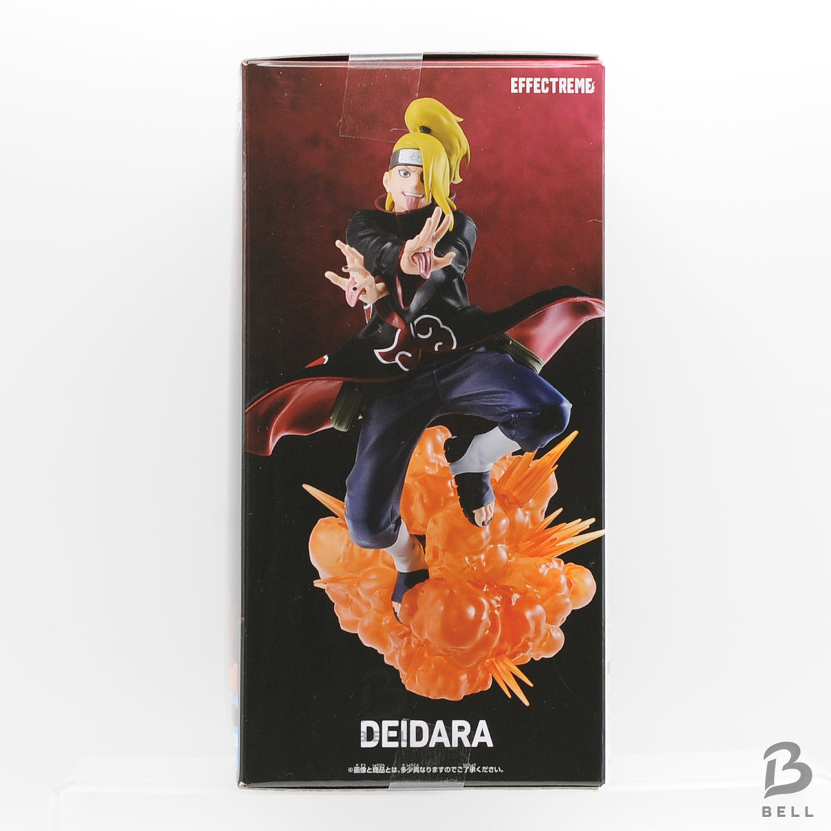 Side panel of the EFFECTREME Deidara box showing full-body figure artwork with an orange explosion effect