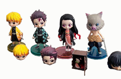 Demon Slayer Figure Tanjiro Zenitsu Nezuko Inosuke  with 6 parts Japan Anime New
