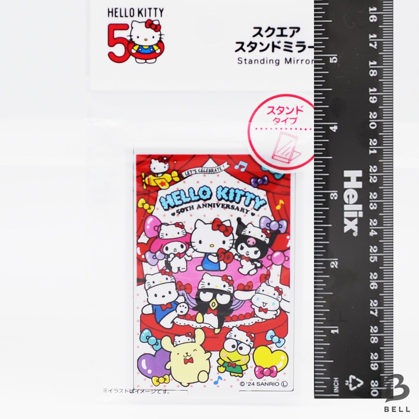 Hello Kitty 50th anniversary flat pouch zipper bag & mirror SANRIO Hello Kitty