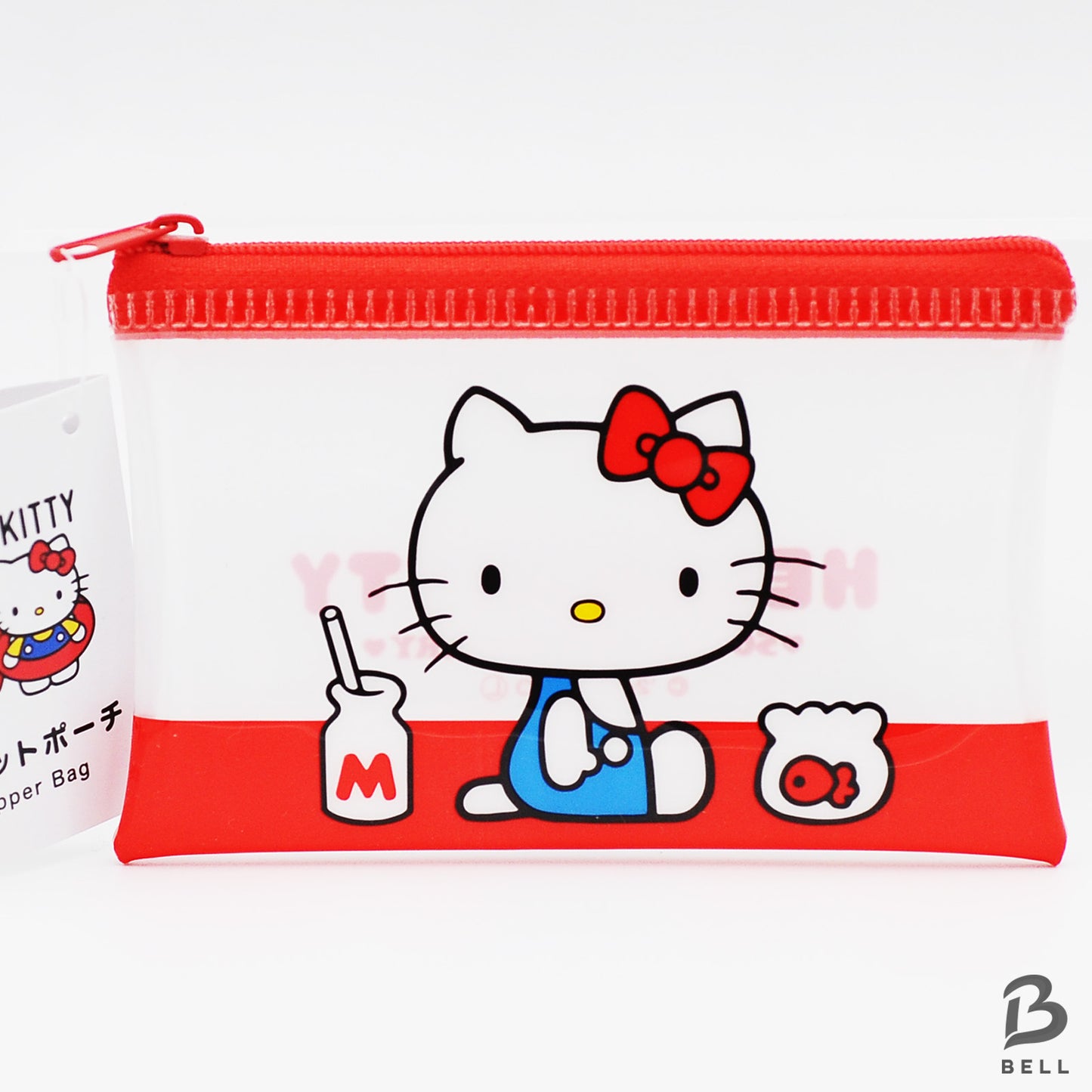 Hello Kitty 50th anniversary flat pouch zipper bag & mirror SANRIO Hello Kitty