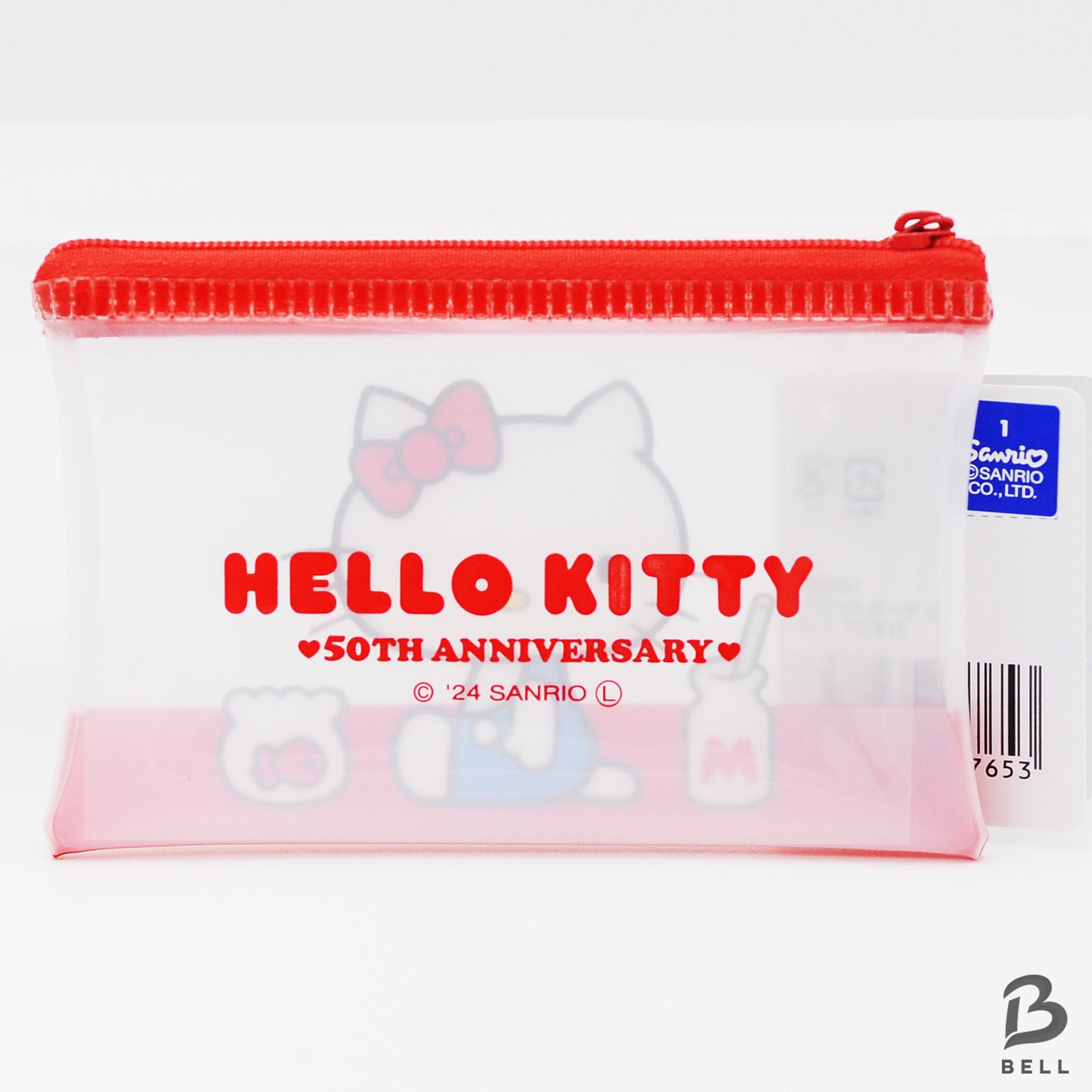 Hello Kitty 50th anniversary flat pouch zipper bag & mirror SANRIO Hello Kitty