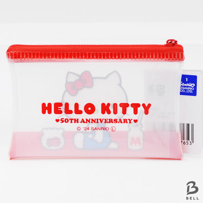 Hello Kitty 50th anniversary flat pouch zipper bag & mirror SANRIO Hello Kitty