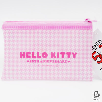 Hello Kitty 50th anniversary flat pouch zipper bag & mirror SANRIO Hello Kitty