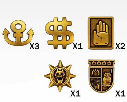 JoJo's Bizarre Adventure 8pcs Gold Metal Pin Badge Lot Anime Brooch Set Japan