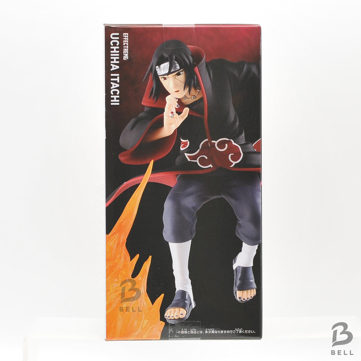 Side panel of the EFFECTREME Uchiha Itachi II box showing a close-up of Itachi forming a hand sign