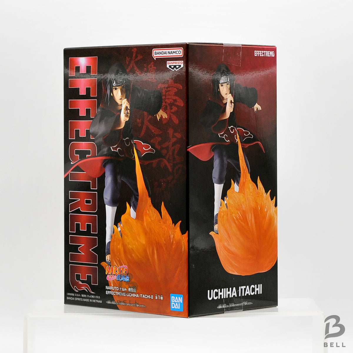 Angled front and side view of the Banpresto Naruto Shippuden EFFECTREME Uchiha Itachi II box