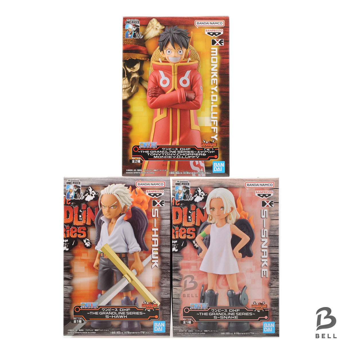 ONE PIECE DXF The Grandline Series Luffy, S-Hawk & S-Snake Figure Set of 3