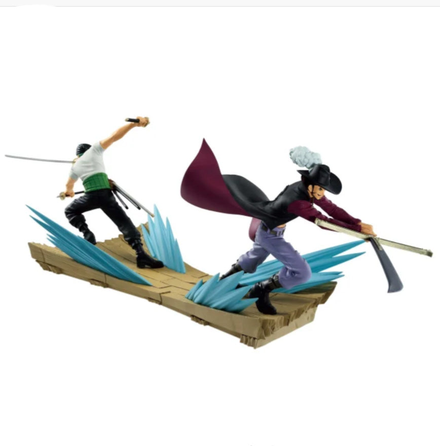 One Piece Figure Roronoa Zoro Dracule Mihawk Set of 2 Senkou Zekkei Banpresto