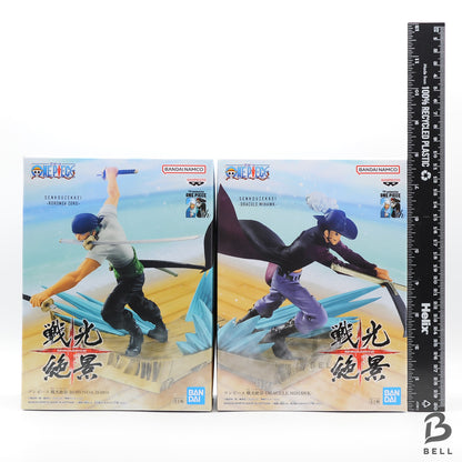 One Piece Figure Roronoa Zoro Dracule Mihawk Set of 2 Senkou Zekkei Banpresto