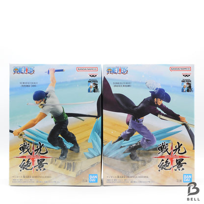 One Piece Figure Roronoa Zoro Dracule Mihawk Set of 2 Senkou Zekkei Banpresto