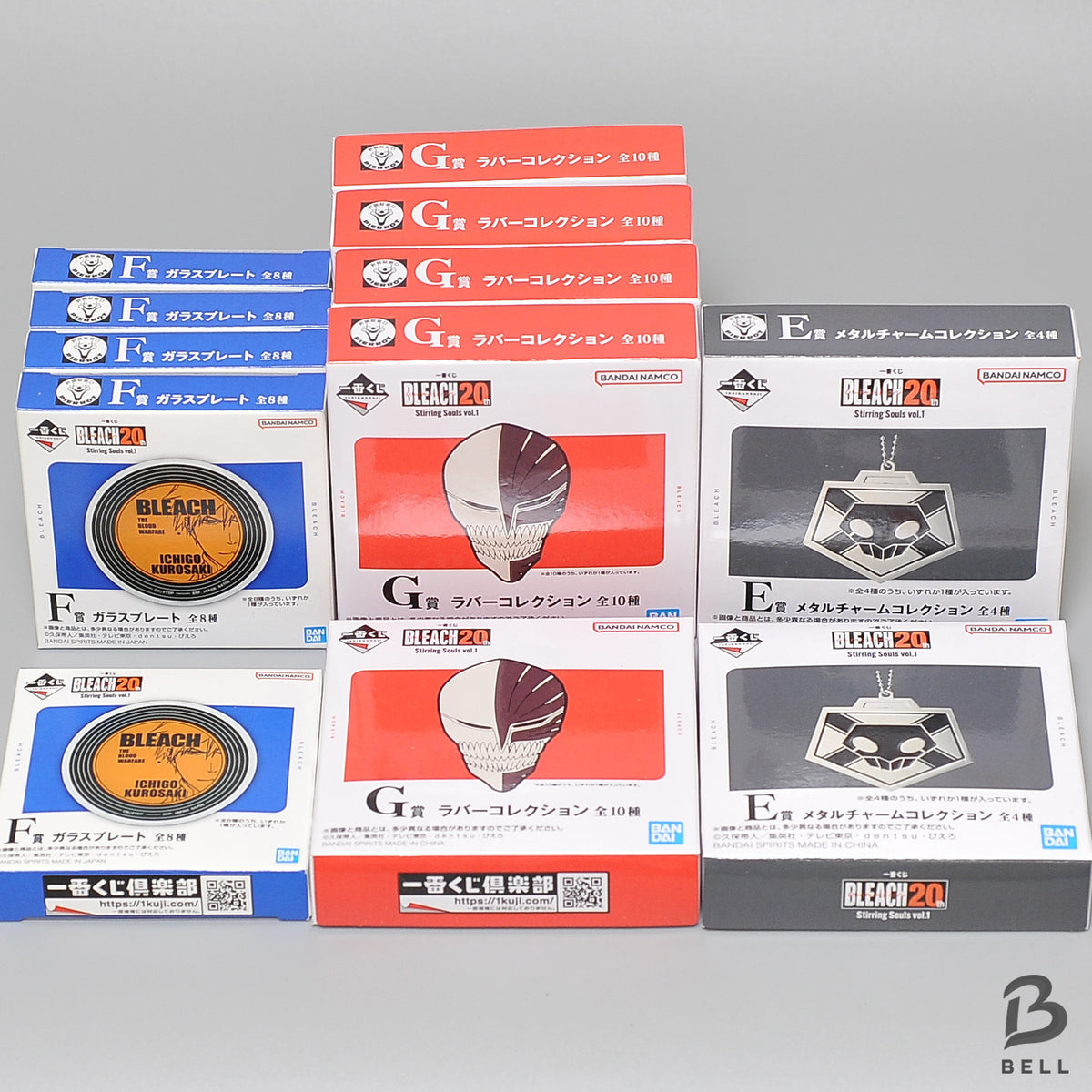 BLEACH Ichiban Kuji Prize Lot 12pcs Glass Plate Rubber Collection Metal Charm JP