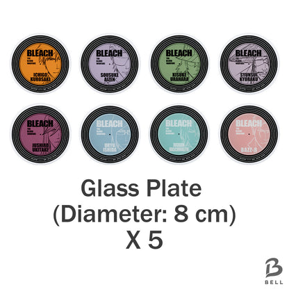 BLEACH Ichiban Kuji Prize Lot 12pcs Glass Plate Rubber Collection Metal Charm JP