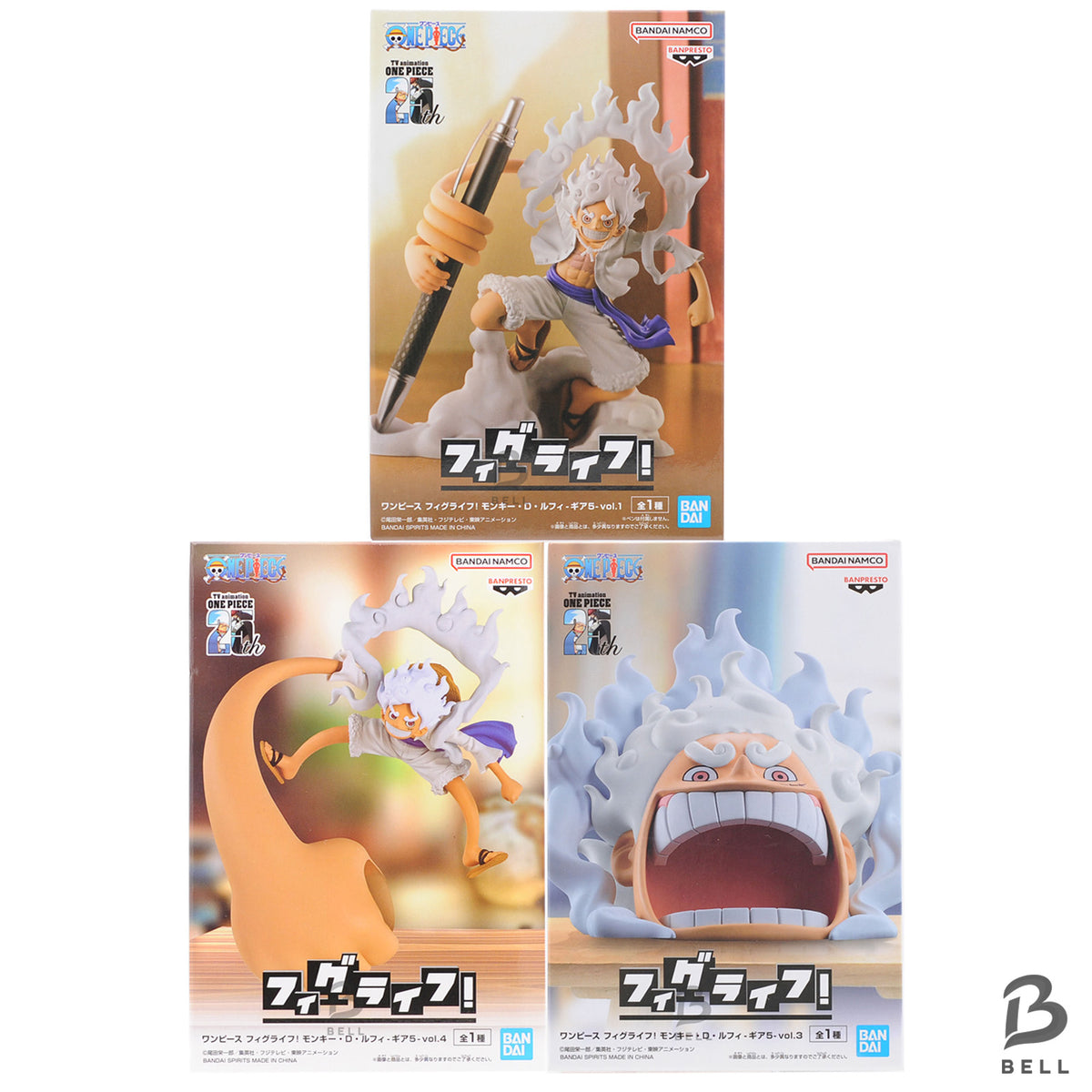 ONE PIECE FigLife Monkey D Luffy Gear 5 Nika Figure Set 3pcs Banpresto Official